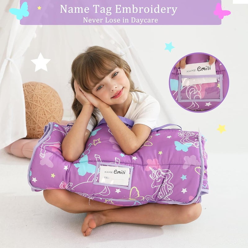 lasoftan Toddler Nap Mat for Preschool 50''x30'' Sleeping Mat with Removable Pillow and Minky Blanket for Kids Ages 3-7 Roll Up Soft Sleeping Bag for Boys Girls Kindergarten Daycare Sleepover - Image 4